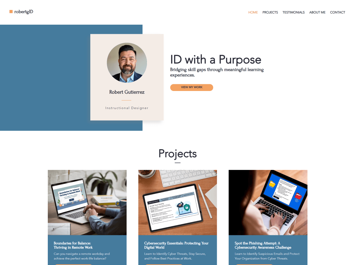 Robert Gutierrez portfolio homepage