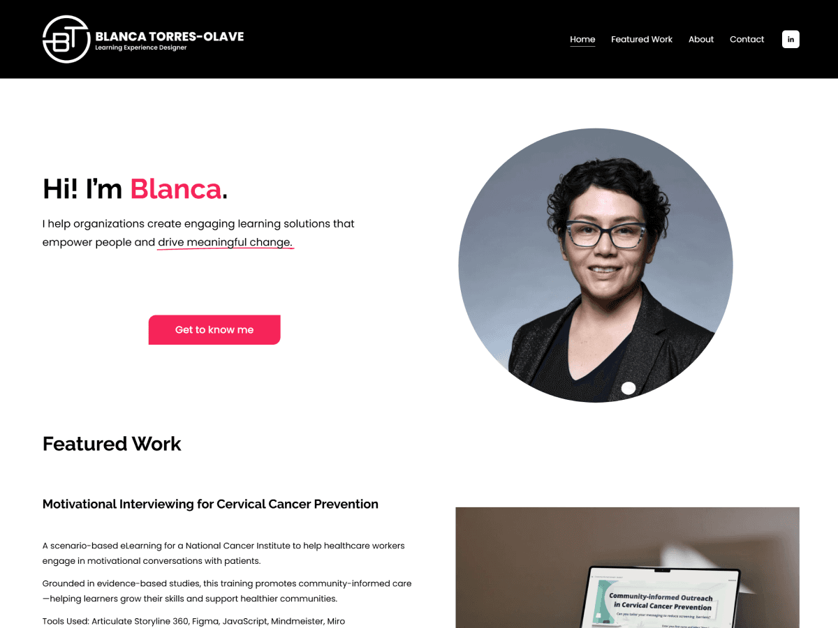 Blanca Torres-Olave's portfolio homepage