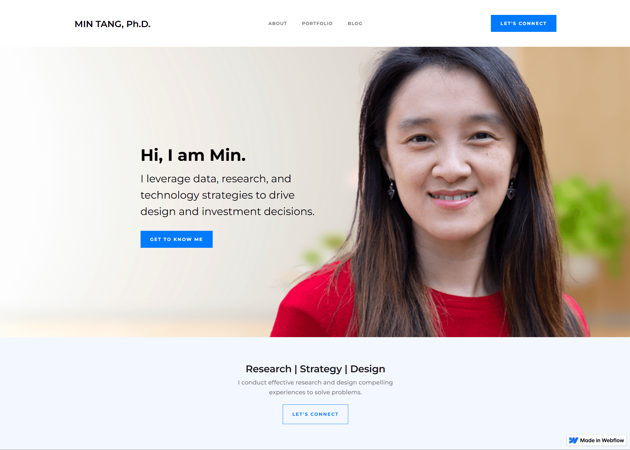 Min Tang's portfolio homepage