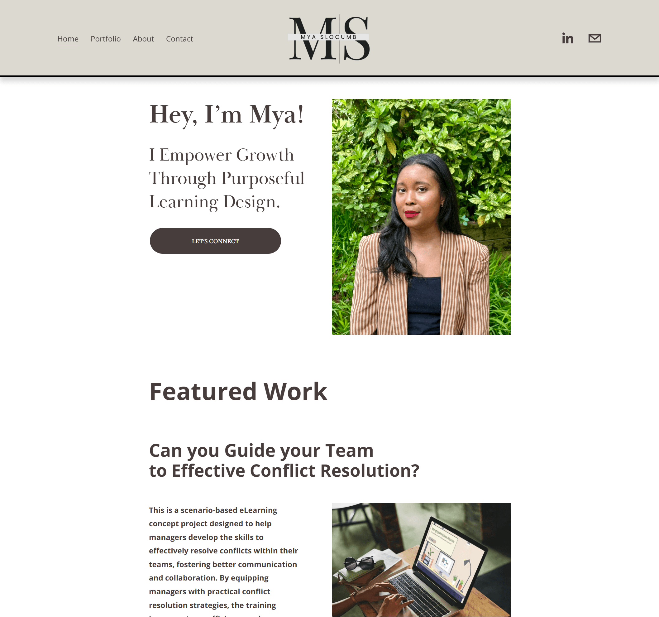 Mya Slocumb's portfolio homepage
