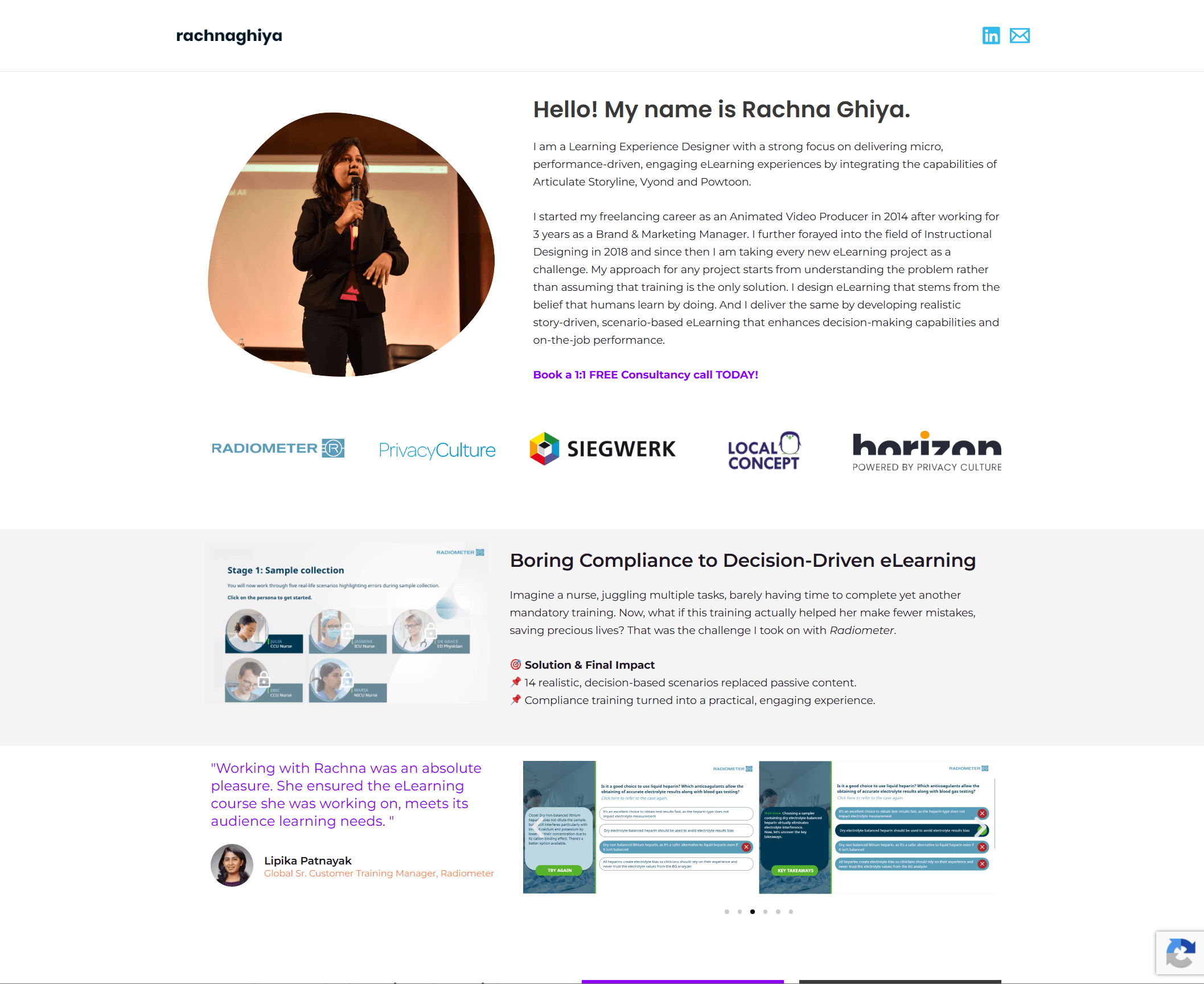 Rachna Ghiya's portfolio homepage