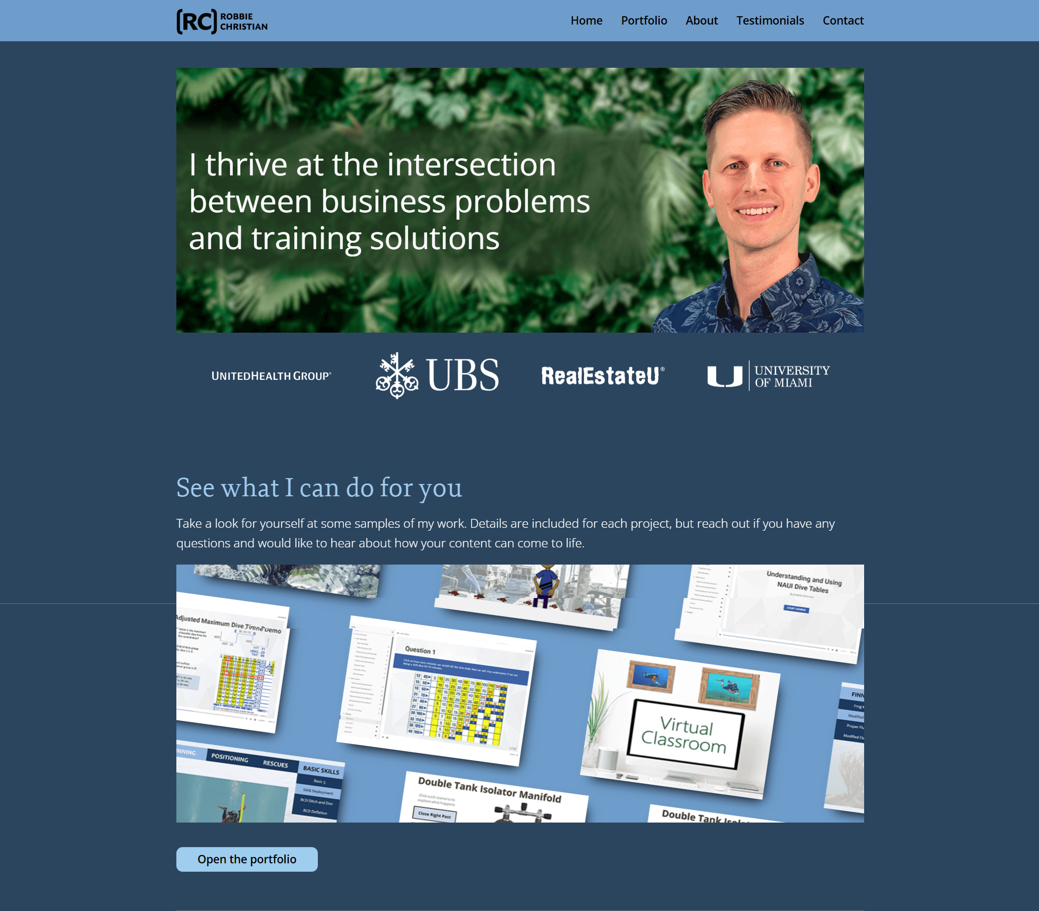 Robbie Christian's portfolio homepage