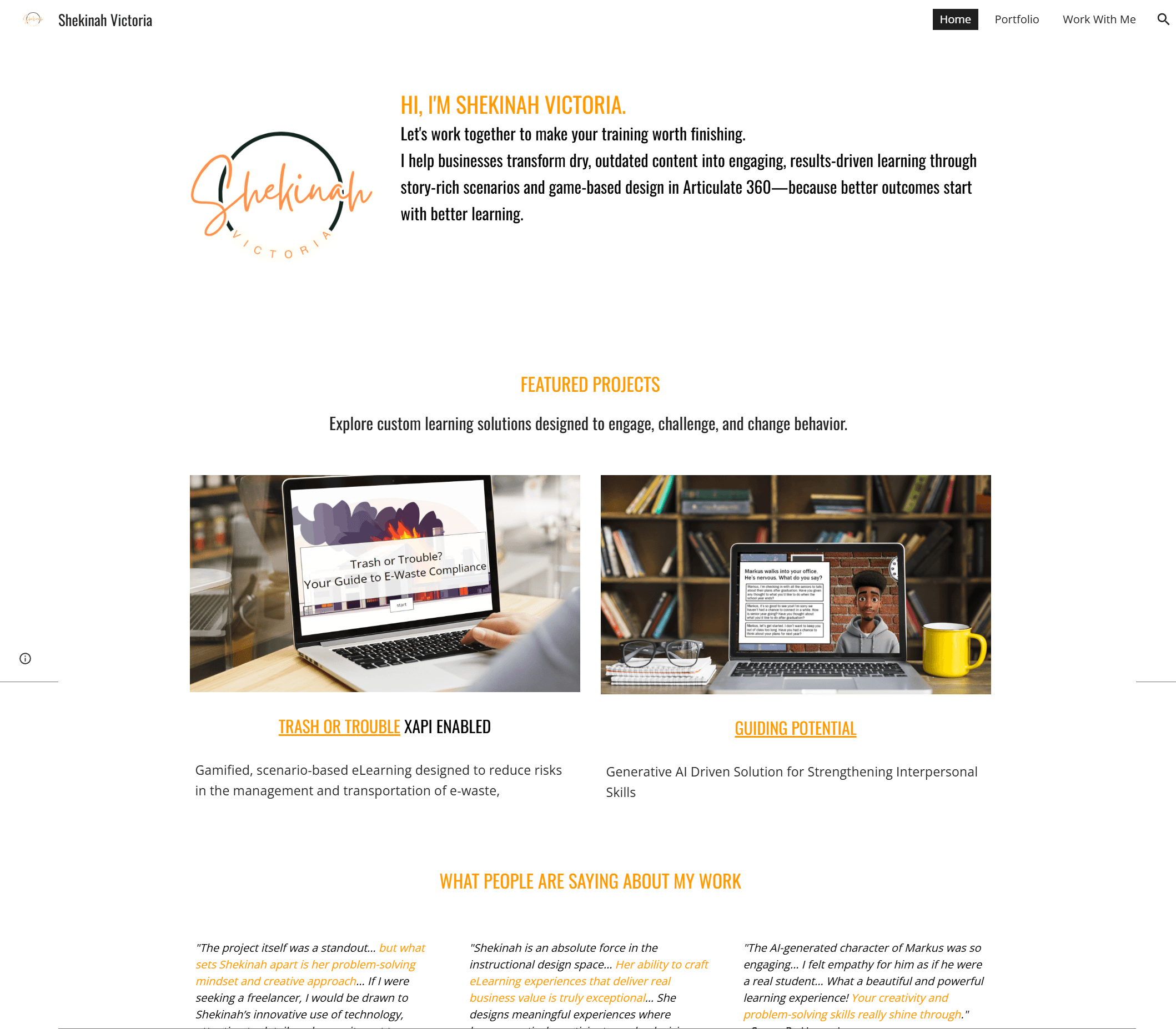 Shekinah Terry's portfolio homepage