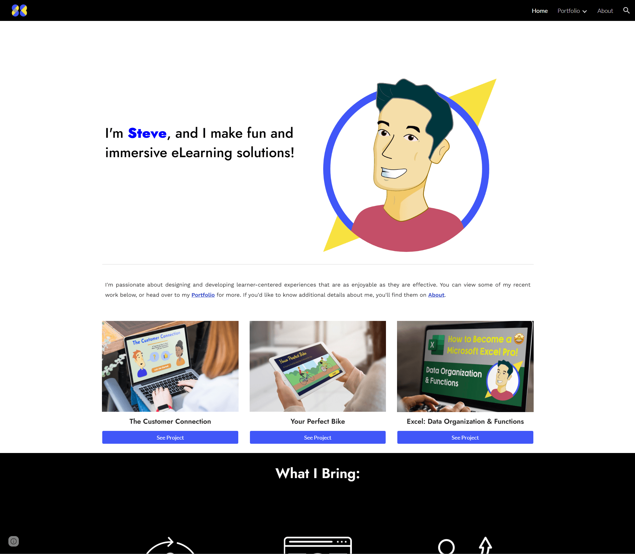Steven Chea's portfolio homepage