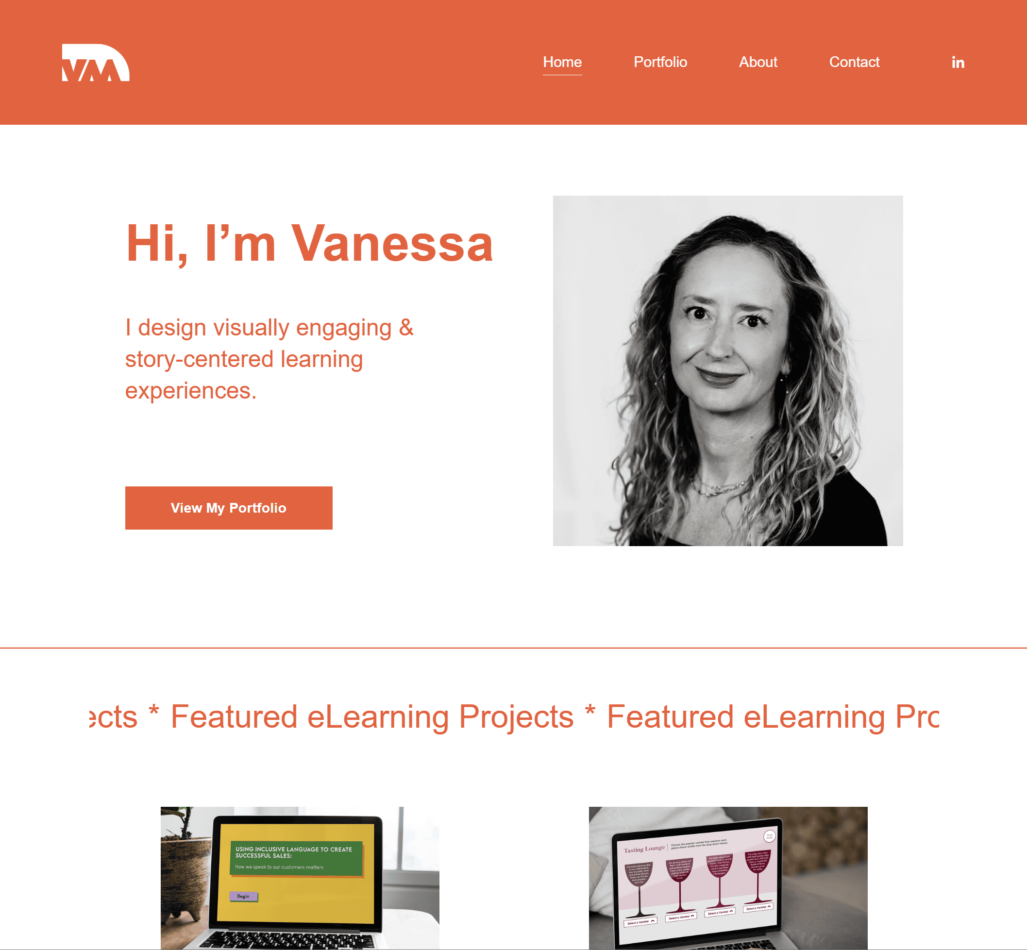 Vanessa Miller's portfolio homepage